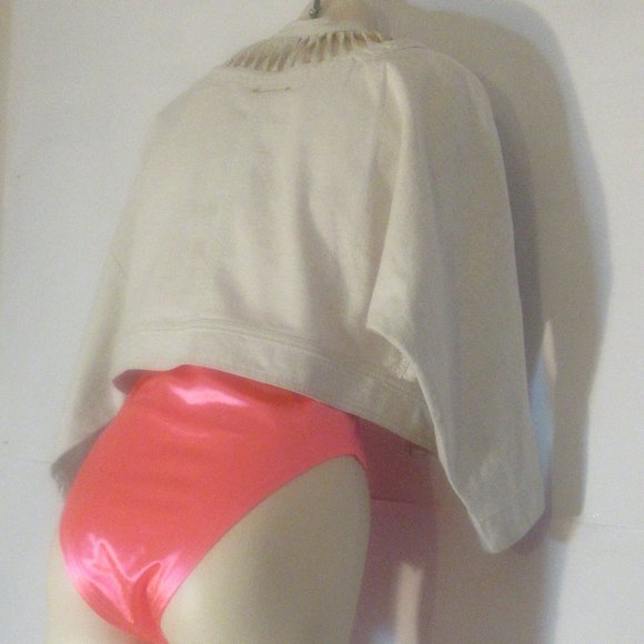 HEI HEI Anthropologie Cotton Linen Dolman Crop Ladder Jacket Top size XS/S - Picture 5 of 11